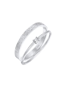 elli. - Ring 0Er Set Solitär Bandring 925 Silber, Mit Kristallen Von Swarovski® - Gold