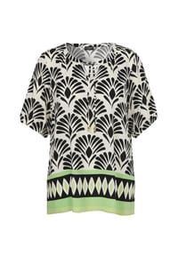 VIA APPIA -DUE- - Sommerkleid, V-Ausschnitt, für Damen - 923 CREME MULTI
