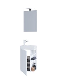 VCM. - 3-tlg Set | Waschplatz für Gäste WC | Gästebad Toilette | Waschtisch mit Spiegel | Badmöbel Badezimmer Set – Lumia - Anthrazit