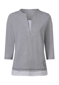 SIEH AN! - 2-in-1-Shirt - grau-meliert-weiß