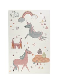 ESPRIT - Kinderteppich Sunny Unicorn - Zauberhaftes Einhorn-Motiv für Kids - weiß