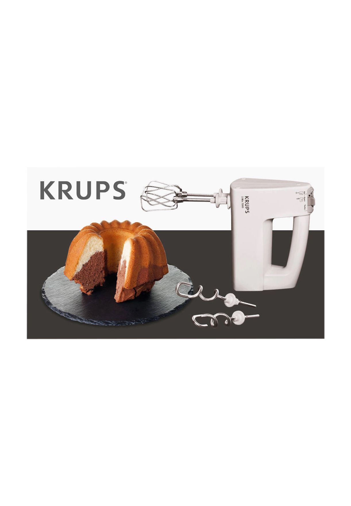 Mixeur Plongeant Krups 3 Mix 7000 - 350W Avec Accessoires (pétrissage, Fouets, Bol)