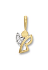 ONE ELEMENT Symbols of Strength - Damen Schmuckset - Set mit Halskette  Zirkonia Engel Anhänger aus 333 Gelbgold - gold