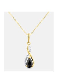 Diamant L'eternel - Kette mit Anhänger, mit schwarzer Saphir, 375 Gelbgold - gold