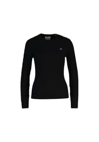 GANT - Damen Pullover - STRETCH COTTON CABLE C-NECK, Rundhals, Zopfstrick, Logo - 113  EGGSHELL