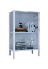 VCM. - Glasvitrine stehend Jensol M – Vitrinenschrank mit ESG-Sicherheitsglas, moderne Standvitrine, Glasfront & Seitenteile, platzsparende Kommode, ca. 80 x 60 x 35 cm - 