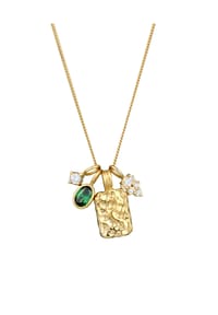elli. PREMIUM - Halskette Münze Organic Zirkonia Grün Weiß 925 Sterling Silber Vergoldet - Gold