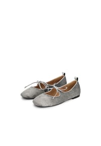 KAZAR STUDIO - Ballerinas aus silbernem Leder mit Fellbesatz - Silber