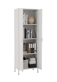 VCM. - Büroschrank mit 4 Fächern | Bücherschrank | Metallschrank | Maße ca. H. 180 x B. 60 x T. 35 cm - Flokas XL - Schwarz