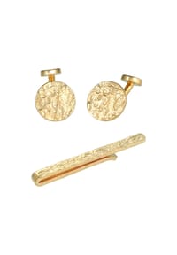 KUZZOÍ - Schmuckset Manschettenknöpfe Krawattennadel Organic 925 Silber - Gold