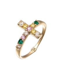 HAZE & GLORY - Ring Edelstein Kreuz - Vivid 375Er Gelbgold - Gold