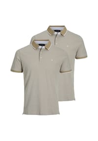 JACK & JONES - Poloshirt 2er Pack Paulos - Slim Fit - Beige / schwarz