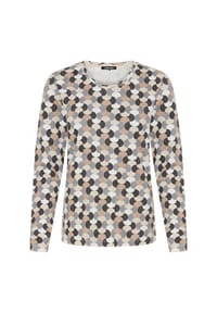 olsen - Shirt mit Allover-Dessin und Rundhalsausschnitt - Almond Beige