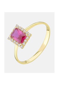 VANLERÉ - Cluster Ring, mit Rubin, 375 Gelbgold - gold