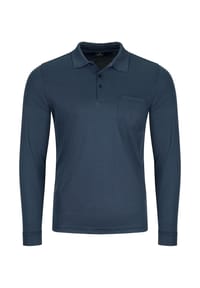 RAGMAN - Poloshirt, Brusttasche, Langarm, für Herren - 009 SCHWARZ