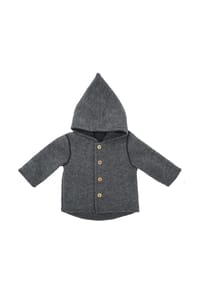 maximo® - GOTS BABY-Jacke, Wollfleece Kapuze, Knöpfe, Jerseyfutter - braunmeliert
