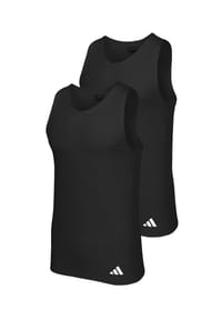 adidas - Herren Unterhemden, 2er Pack - Ergonomic Tank Top 2PK, Active Flex Cotton, ärmellos, einfarbig - Schwarz