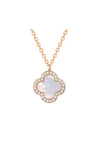 Luluandjane - Kette mit Anhänger gelbgold Zirkonia weiß Perlmutt weiß - gelbgold