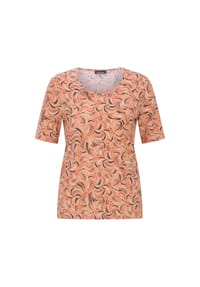 GOLDNER - Kurzgröße:  Viskoseshirt mit frischem All-over-Print - hellgrün / terrakotta / blau / gemustert