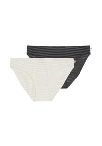 Marc O'Polo - Slip 2er Pack Second Skin Jacquard - Creme / dunkelblau