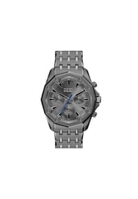 DIESEL® STINGER - Diesel Herrenuhr Stinger Chronograph mit schwarzem Lederband, DZ4710 - Silber