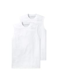 SCHIESSER - Herren Unterhemden, 2er Pack - "Essentials", Muscleshirt, Rundhals, Baumwolle - Weiß