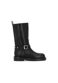 ONE ELEMENT - Schwarze Biker-Stiefel aus Leder mit Zierriemen - Schwarz