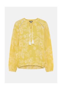 olsen - Bluse mit Allover-Dessin und Tunika-Ausschnitt - Golden Yellow