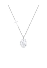 elli. - Halskette Kreuz Kugeln Marienbild 925 Silber - Gold