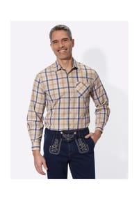 SIEH AN! - Langarm-Hemd - beige-jeansblau-kariert