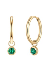 GLANZSTÜCKE MÜNCHEN - Creolen Edelstahl gelbgold Kristalle von Swarovski dunkelgrün - gelbgold