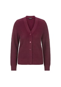 GOLDNER - Kurzgröße:  Elegante Strickjacke mit V-Ausschnitt - bordeaux