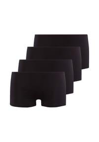 SKINY® - Damen Hipster, 4er Pack - Advantage Cotton Stretch, Boy Leg Shorts, Baumwoll-Stretch - Schwarz