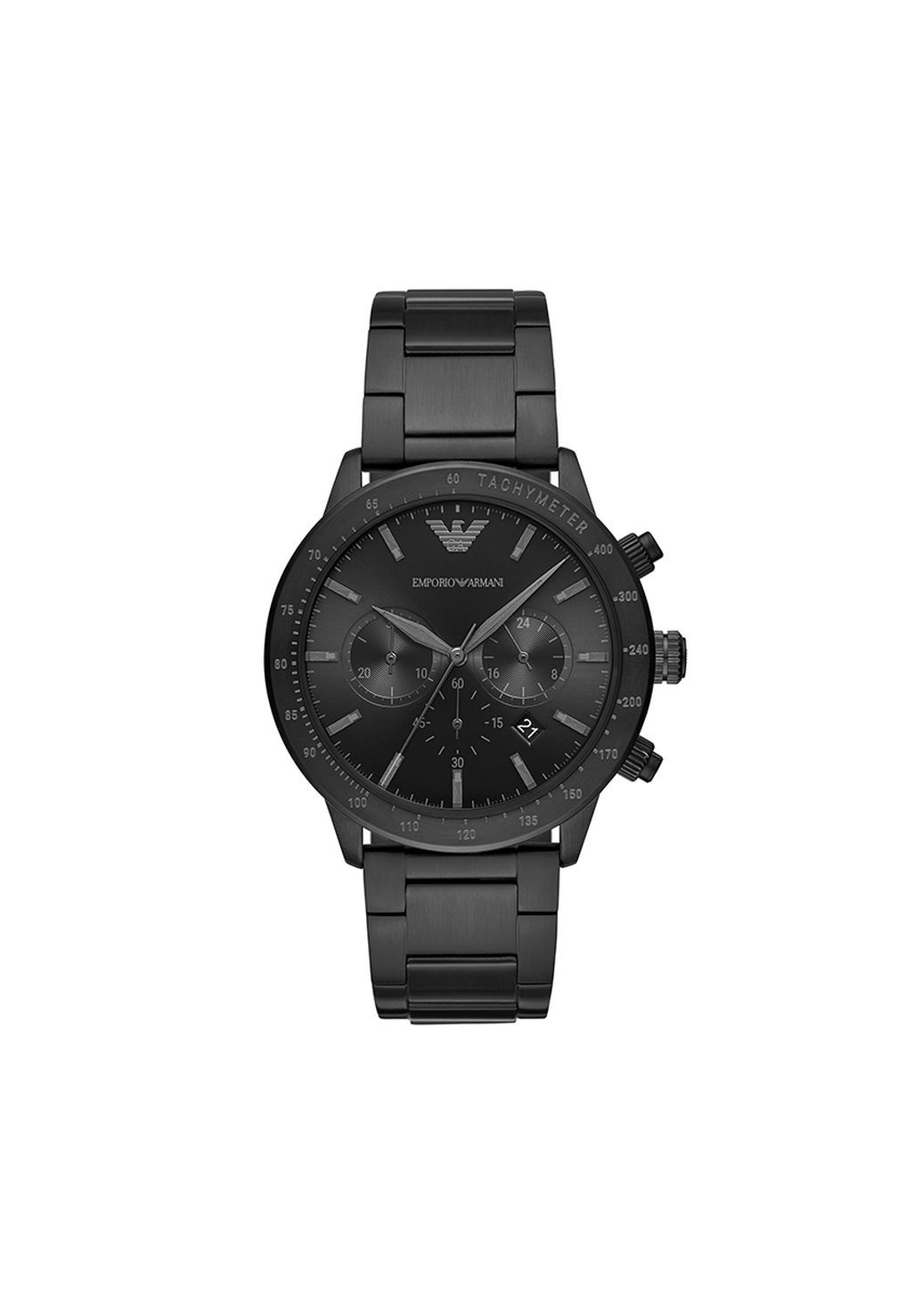 Emporio Armani Herren Schwartzes Edelstahl Uhr Quarzchronographenwerk, 43Mm Schwarzes Edelstahlgehäuse Mit Edelstahlarmband, Ar11242 - Image 3