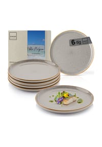 SÄNGER Steingut Geschirrserie Rio Lagune - Rio Perlgrau - Grau - Dessertteller Rio Perlgrau 6 teilig