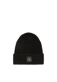 Calvin Klein - Strickmütze, Patch, Wollanteil, für Damen - UB1 BLACK