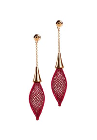 GRETCHEN - Ohrringe Single Drop Chain Stud - Brown Bordeaux Gold