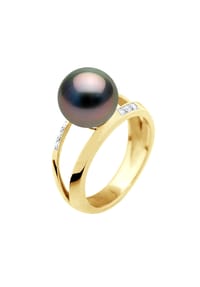 Pearls & Colors - Ring, Gelbgold mit Diamanten und Tahiti-Perle, 9-10 mm - Gelbgold/Tahiti Color