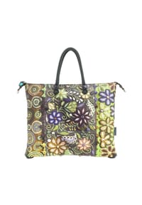 Gabs - G3 G3 Schultertasche Leder 44 cm - green flower embroidery