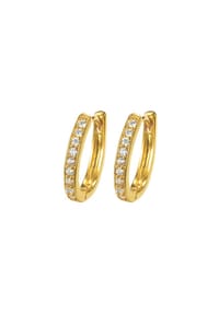Fiocco JEWELRY - Oval Bright Creolen Zirkonia, 925 Sterling Silber - gelbgold