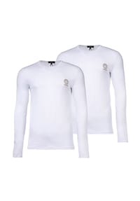 VERSACE - Herren Langarmshirt, 2er Pack - TOPEKA, Longsleeve, Rundhals, Organic Cotton, Bi-Stretch - Schwarz