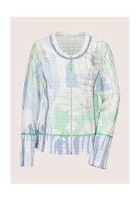 MADELEINE - Sweat-Jacke mit Zipper und Unikat Print - weiß / blau / grün