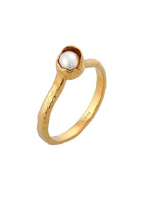 HAZE & GLORY - Ring Stapelring Süsswasserperle - Mutiara 925 Silber - Gold