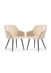 Akord - Estelle Glatte Esszimmerstühle aus Samt, 2er-Set - beige / goldfarbene Beine