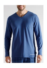TOM TAILOR - Schlafanzug-Oberteil M&M, V-Ausschnitt, für Herren - 650  BLAU-MITTEL-U