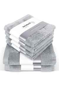herzbach home Duschtücher Pura 6er Set, 550g/m², Premium-Qualität, 100% Baumwolle, einfarbig - Herzbach_Pura - Anthrazit