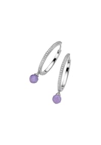 GIORGIO MARTELLO MILANO - Klappcreolen mit Amethyst-Kugeln und Zirkonia, Silber 925 - lila