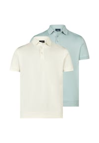 RAGMAN - Poloshirt 2er Pack Basic - Creme / hellgrün