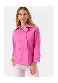 RICANO - zweireihiger Damen Leinenjacke Fiorella, mit gemustertem Innenfutter - Beige
