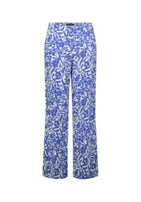 BETTY BARCLAY - Leinenhose mit elastischem Bund - Weiß/Blau